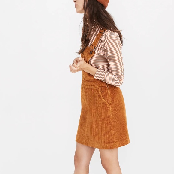 brown button front overalls corduroy cute y2k vintage dress mini hood core skirt - Picture 2 of 12